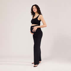 Umstandsleichte Hose mit weitem Bein – Schwarz