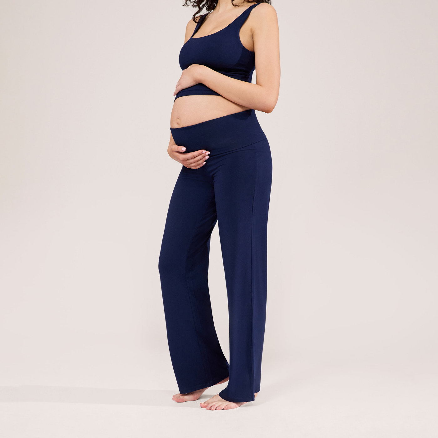 Maternity Lightweight Wide Leg Trousers - Navy