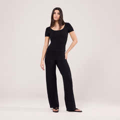 Leichte Hose mit weitem Bein – Schwarz