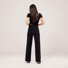 Leichte Hose mit weitem Bein – Schwarz