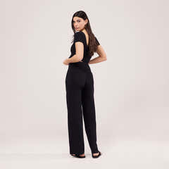 Leichte Hose mit weitem Bein – Schwarz