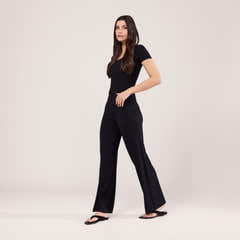 Leichte Hose mit weitem Bein – Schwarz