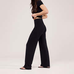 Leichte Hose mit weitem Bein – Schwarz
