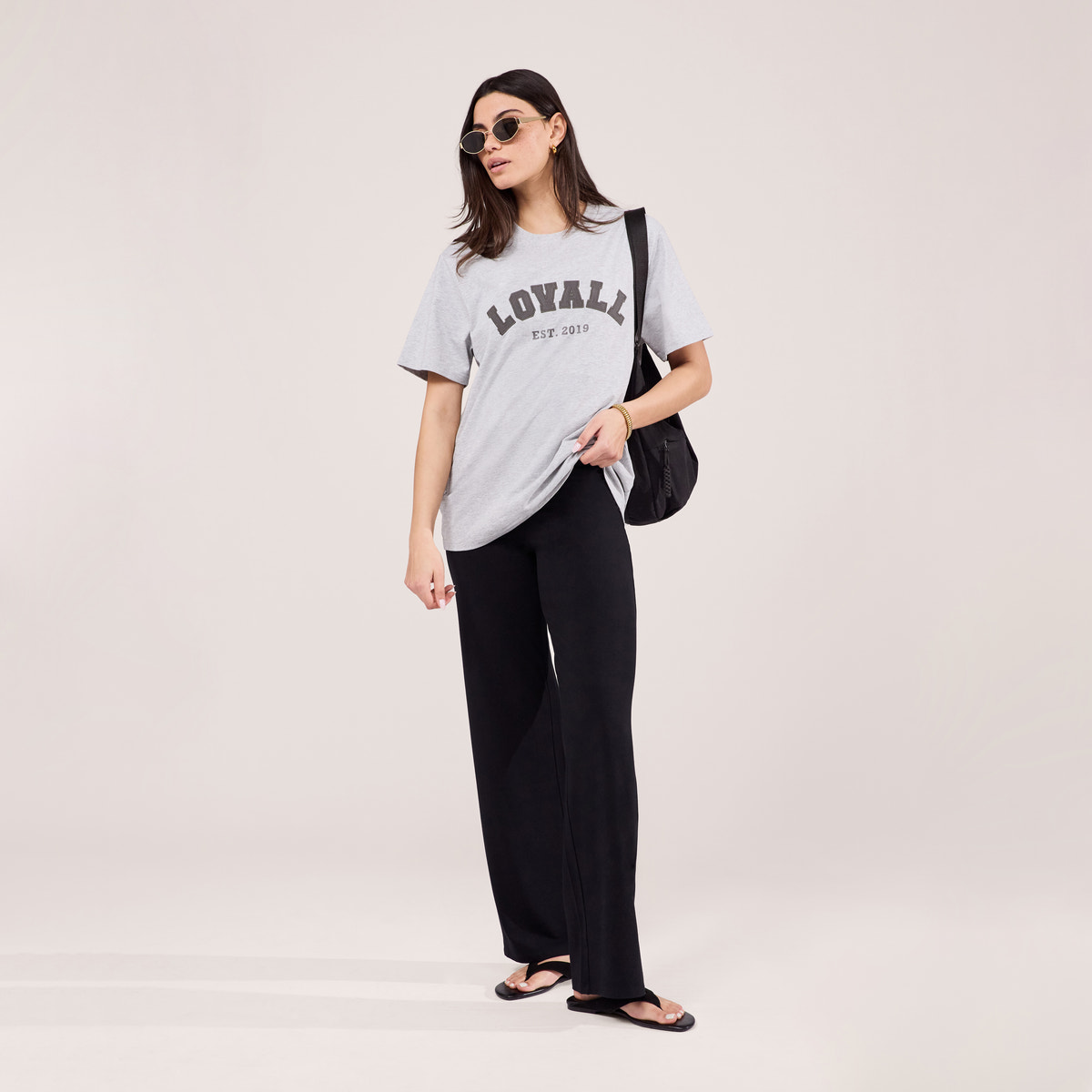 Leichte Hose mit weitem Bein – Schwarz