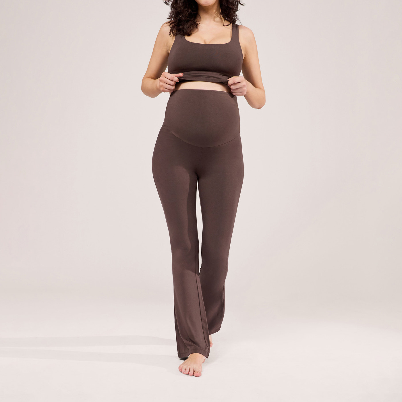 Leichte Umstands-Schlagleggings - Espresso-Braun