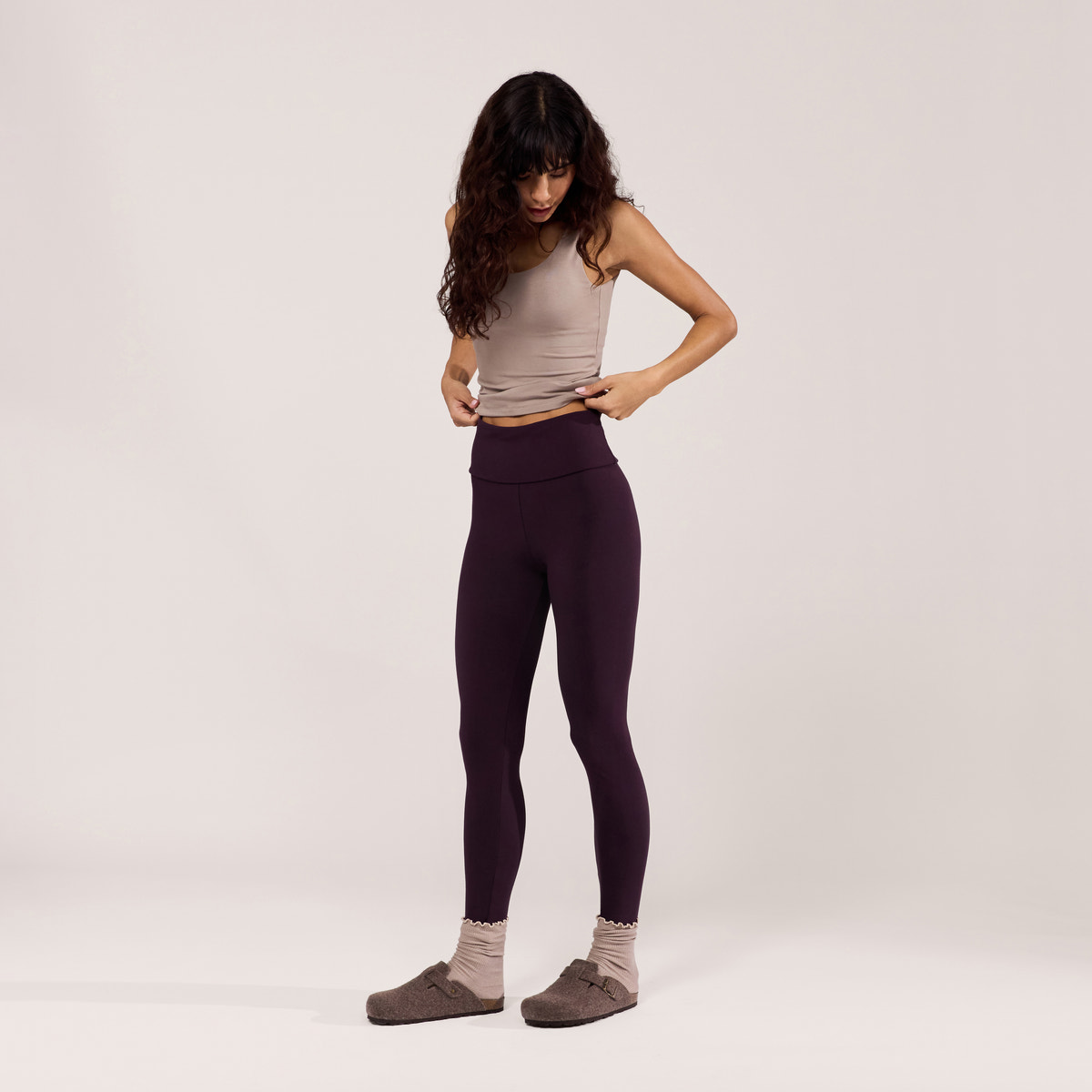 Leichte High-Waist-Leggings für jeden Tag – Weinrot