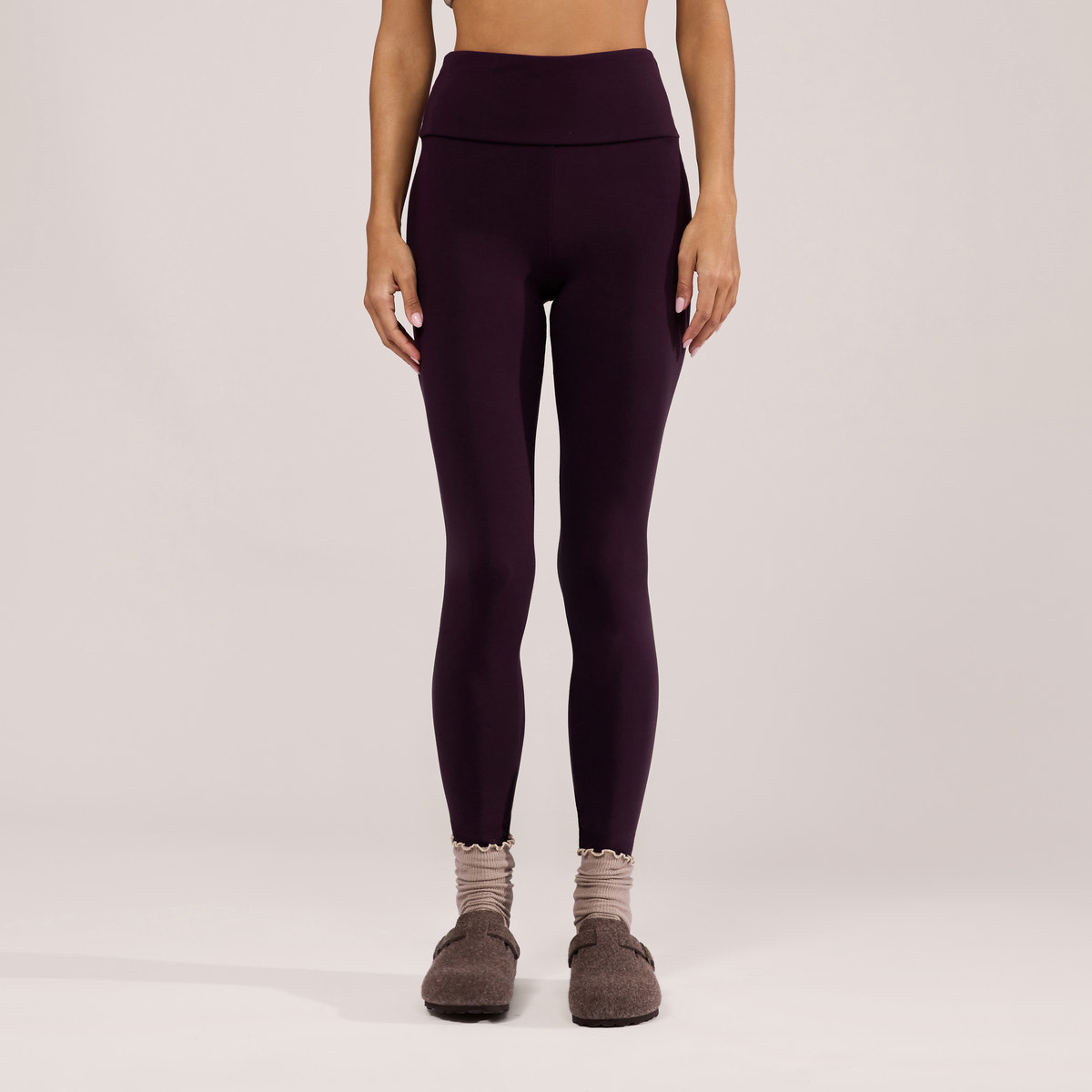 Leichte High-Waist-Leggings für jeden Tag – Weinrot
