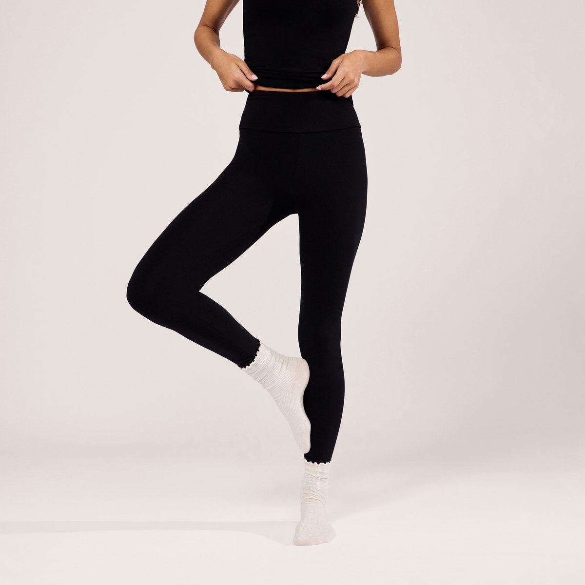 Leichte High-Waist-Leggings für den Alltag – Schwarz