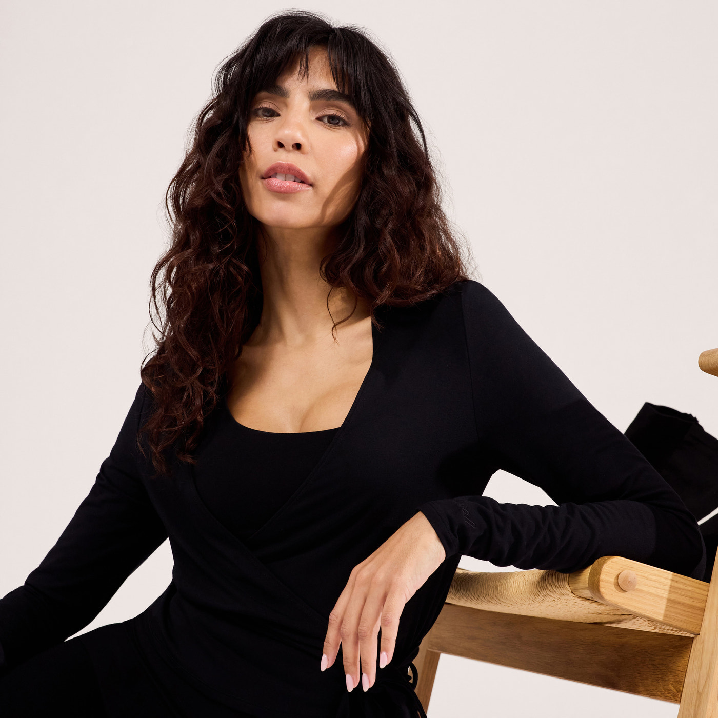 Lightweight Wrap Top - Black