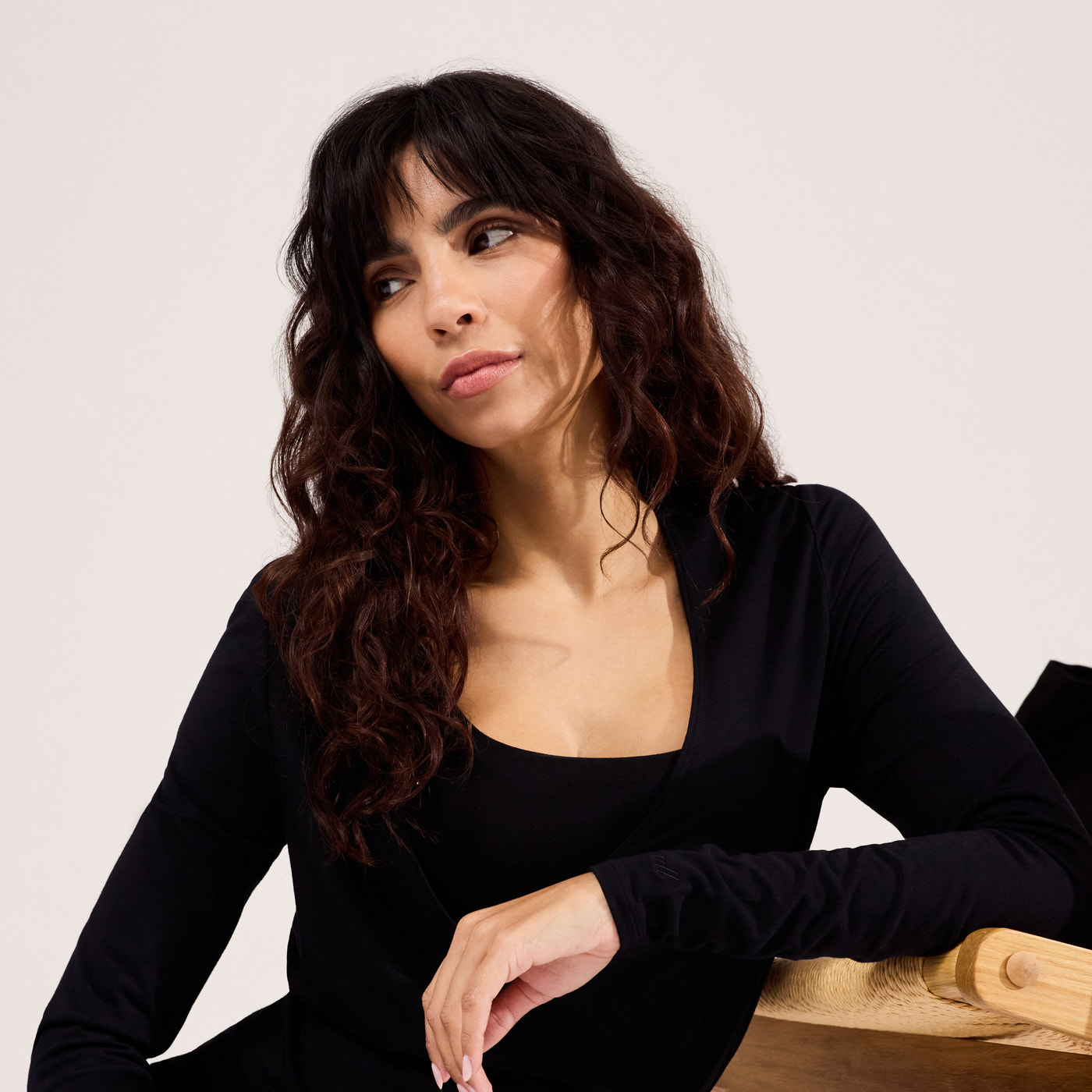 Lightweight Wrap Top - Black