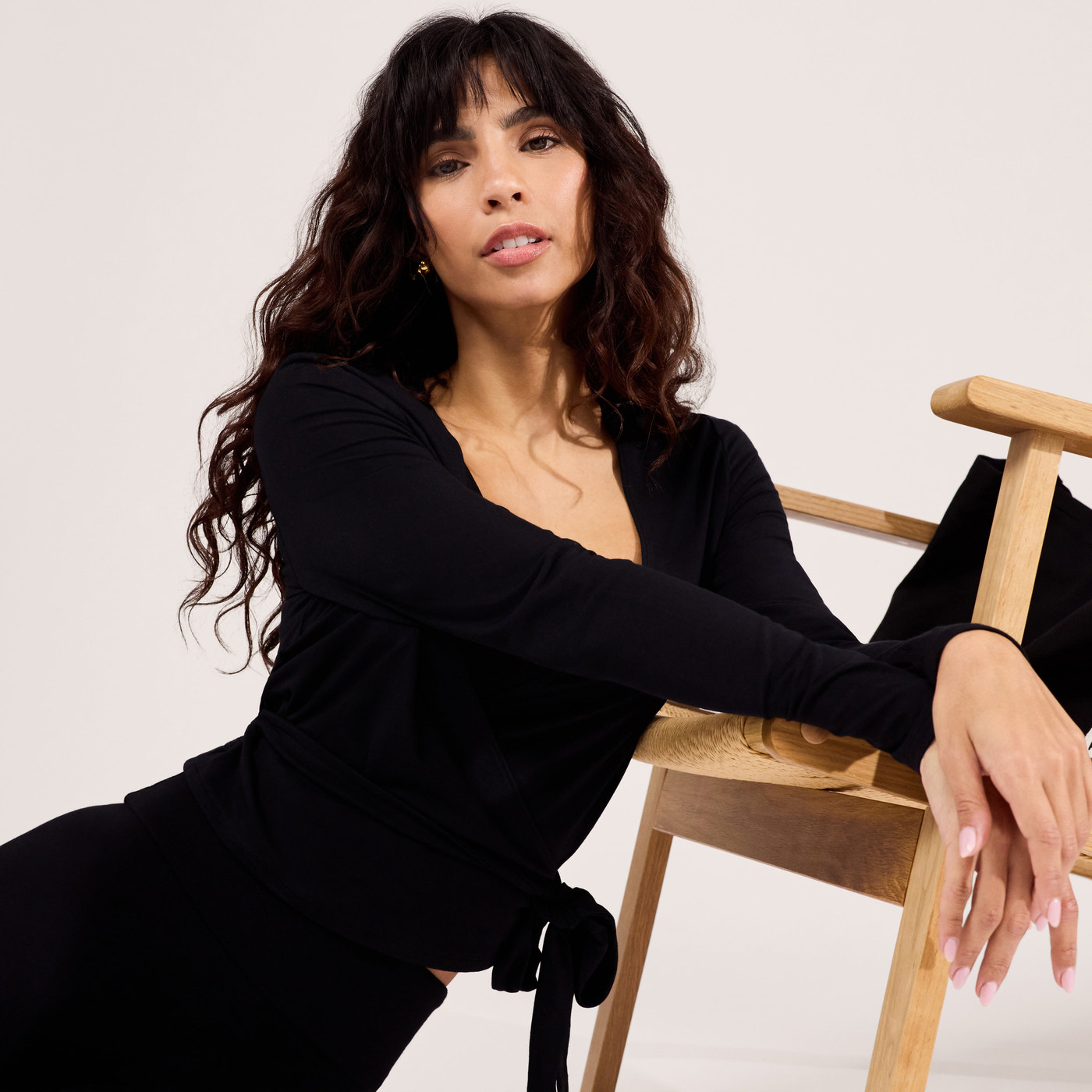 Lightweight Wrap Top - Black