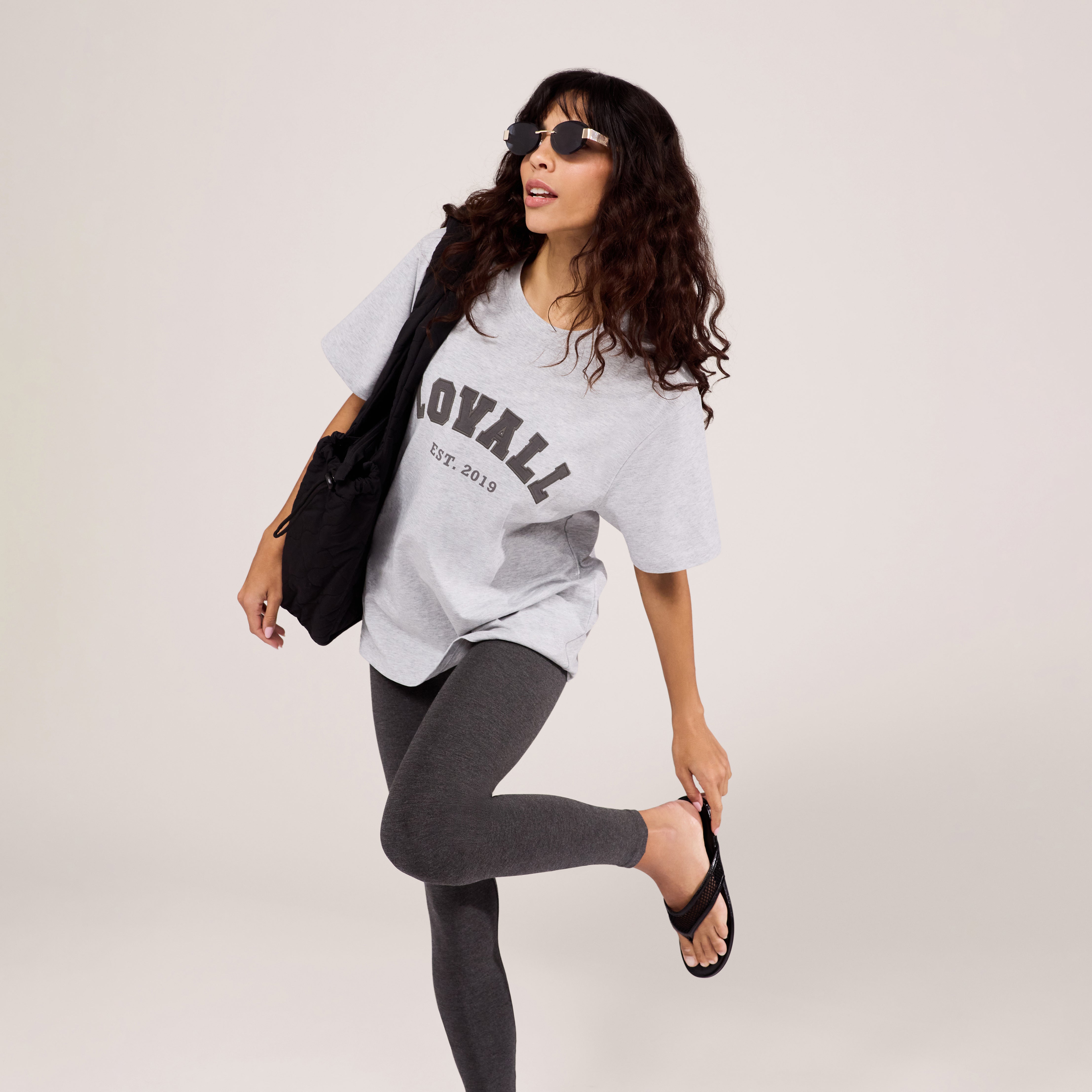 Grafik-T-Shirt Varsity – Hellgrau meliert