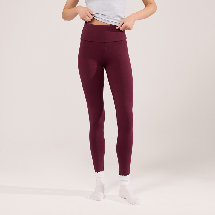 Leichte Alltags-Leggings mit hohem Bund - Burgund