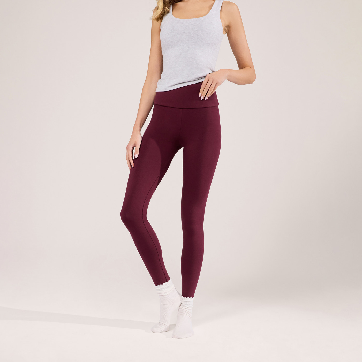 Alltägliche Leichte Leggings - Burgunderrote