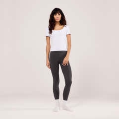 Leichte Alltag-Leggings mit hohem Bund – Dunkelgrau meliert