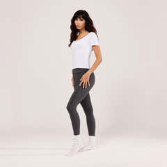 Leichte Alltag-Leggings mit hohem Bund – Dunkelgrau meliert