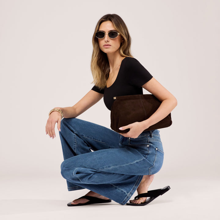 Stretch-Jeans mit weitem Bein – Mittelblau