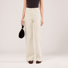 Stretch-Jeans mit weitem Bein – Ecru