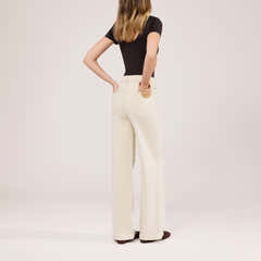 Stretch-Jeans mit weitem Bein – Ecru