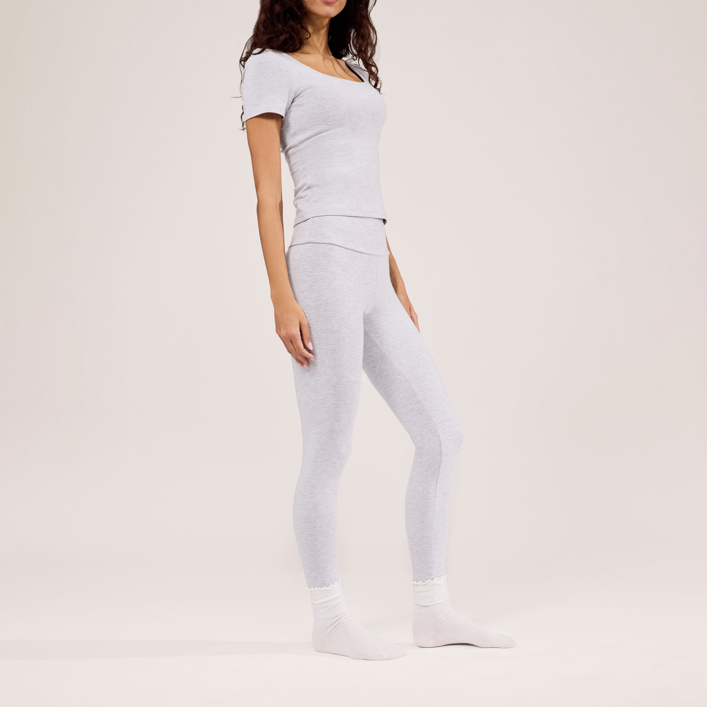 Alltägliche Leichte Leggings - Helles Grau Marl