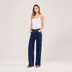 Weite Stretch-Jeans - Dunkelblau