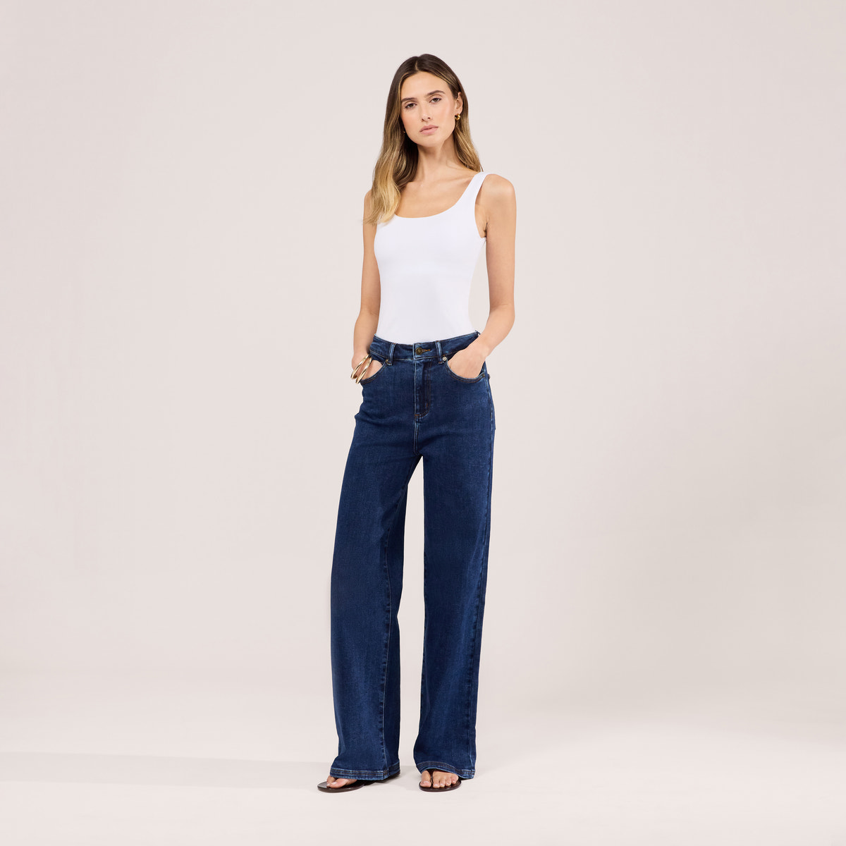 Weite Stretch-Jeans - Dunkelblau