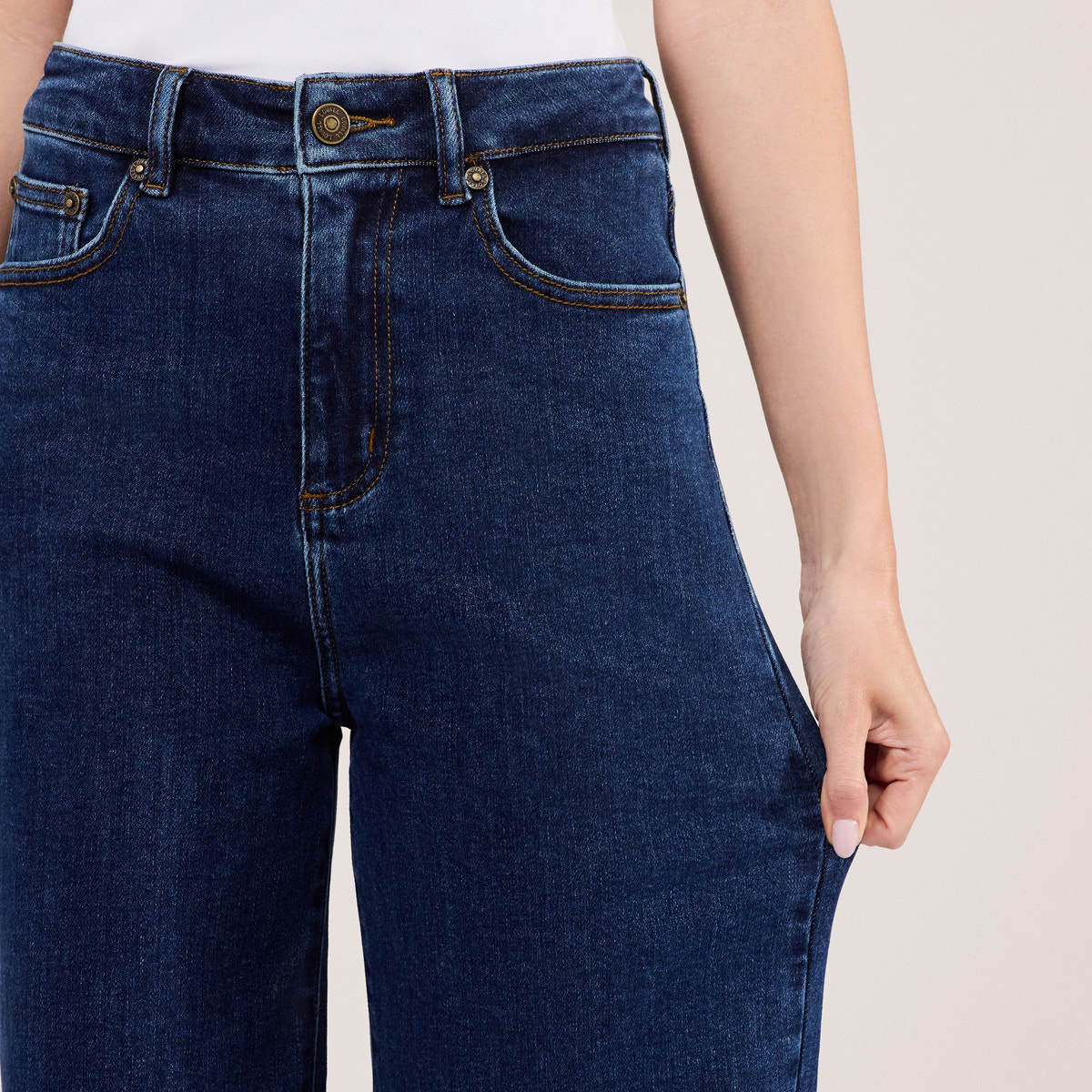 Weite Stretch-Jeans - Dunkelblau
