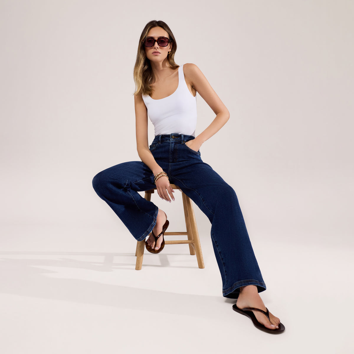 Weite Stretch-Jeans - Dunkelblau