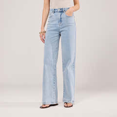 Stretch-Jeans mit weitem Bein – Hell gebleicht