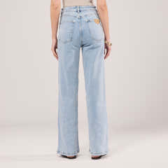 Stretch-Jeans mit weitem Bein – Hell gebleicht