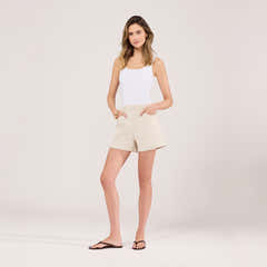 Stretch-Jeans-Shorts – Ecru