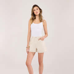Stretch-Jeans-Shorts – Ecru