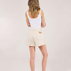 Stretch-Jeans-Shorts – Ecru