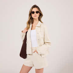 Stretch-Jeansjacke – Ecru