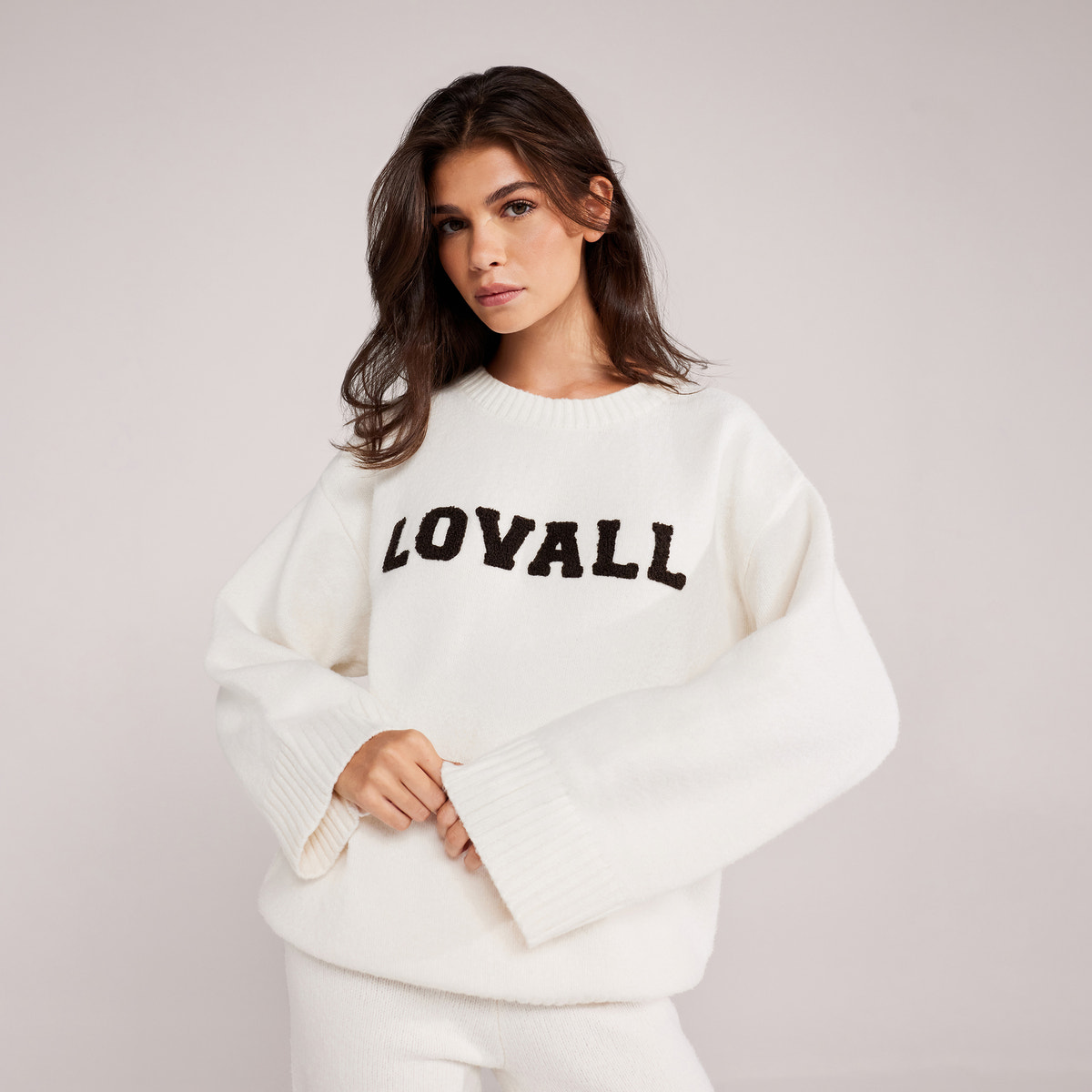 Varsity Strickpullover Oversized – Off-White