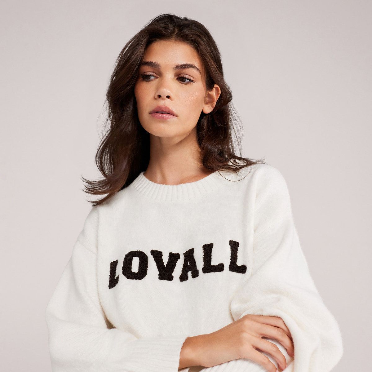 Varsity Strickpullover Oversized – Off-White