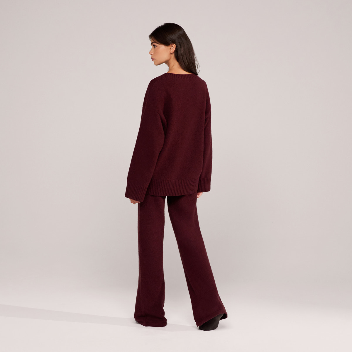 Lovall Grobstrickpullover Oversized - Burgund