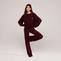 Lovall Grobstrickpullover Oversized - Burgund