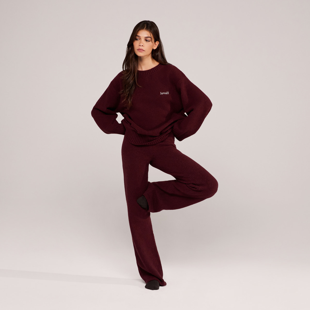 Lovall Grobstrickpullover Oversized - Burgund