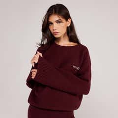 Lovall Grobstrickpullover Oversized - Burgund