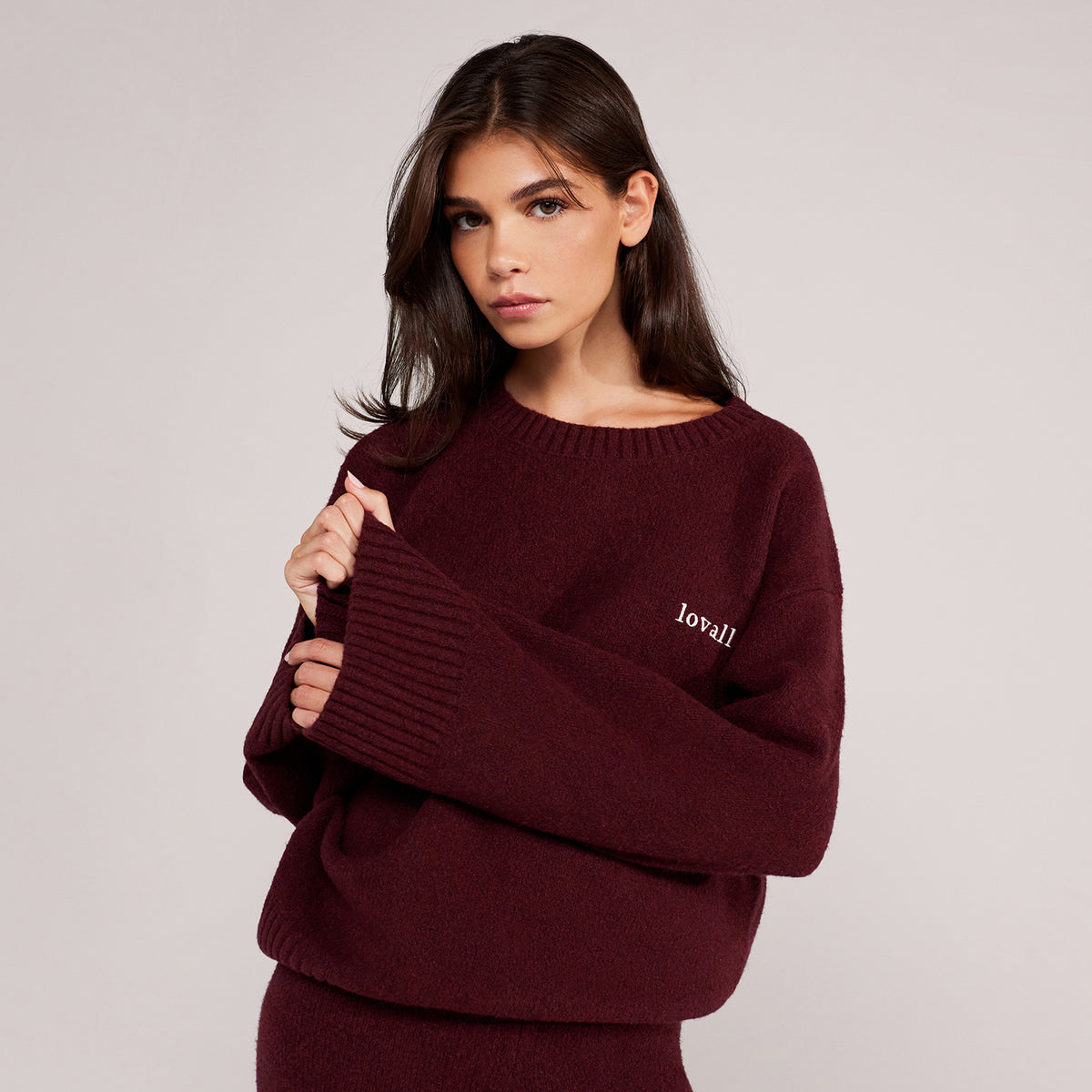 Lovall Grobstrickpullover Oversized - Burgund