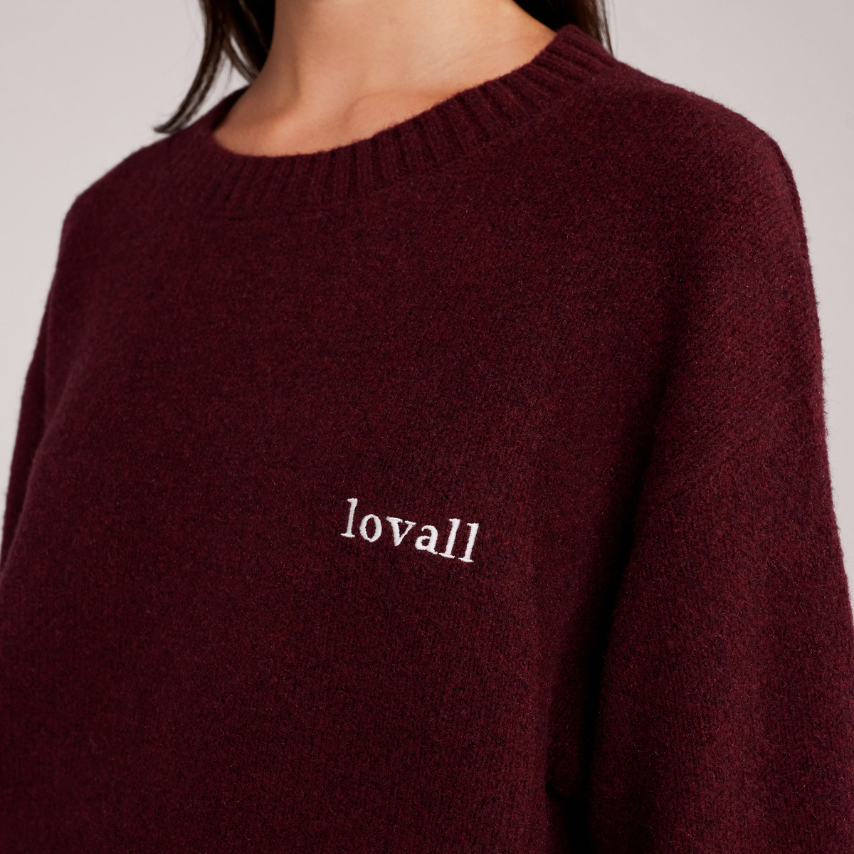 Lovall Grobstrickpullover Oversized - Burgund