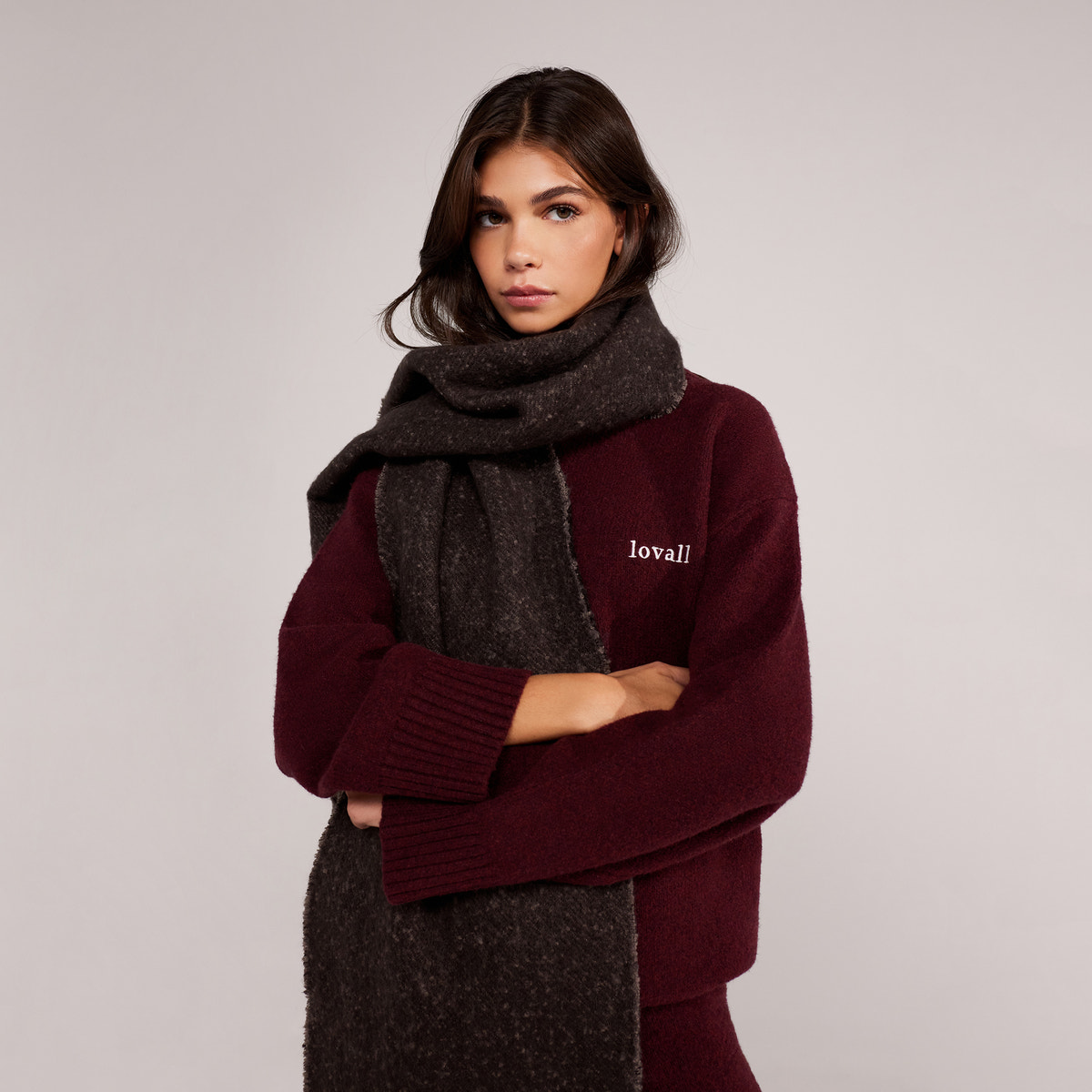 Lovall Grobstrickpullover Oversized - Burgund