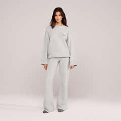Lovall Oversized Strickpullover – Hellgrau