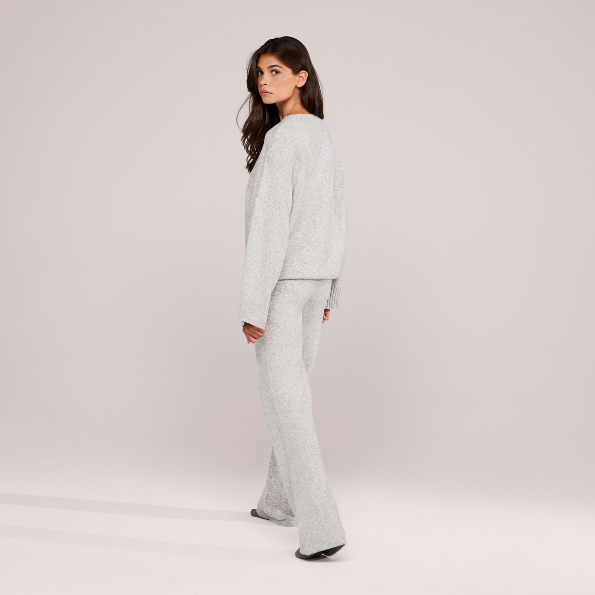 Lovall Oversized Strickpullover – Hellgrau