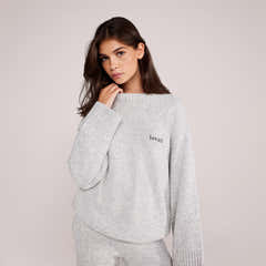 Lovall Oversized Strickpullover – Hellgrau