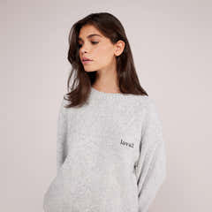 Lovall Oversized Strickpullover – Hellgrau