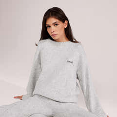 Lovall Oversized Strickpullover – Hellgrau