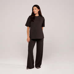 Weites Lounge-Set aus Soft-Touch-Stoff – Schwarz