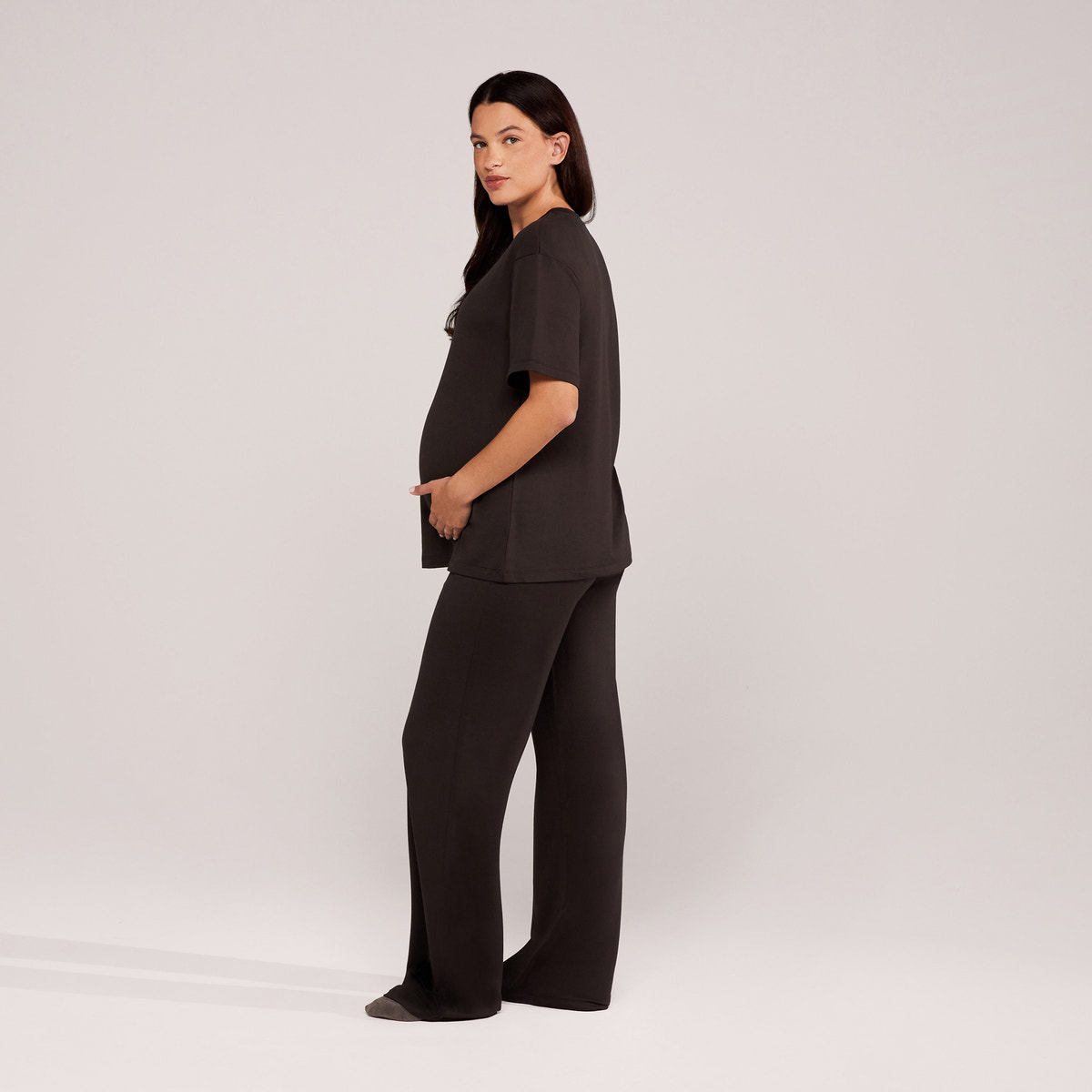 Weites Lounge-Set aus Soft-Touch-Stoff – Schwarz